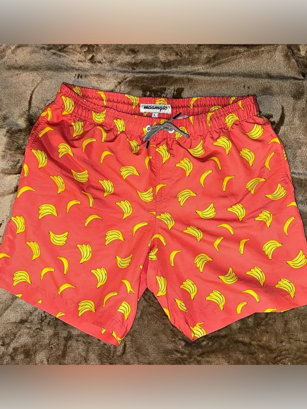 Maamgic PlantPop Banana Print Swim Trunks Pink & Yellow